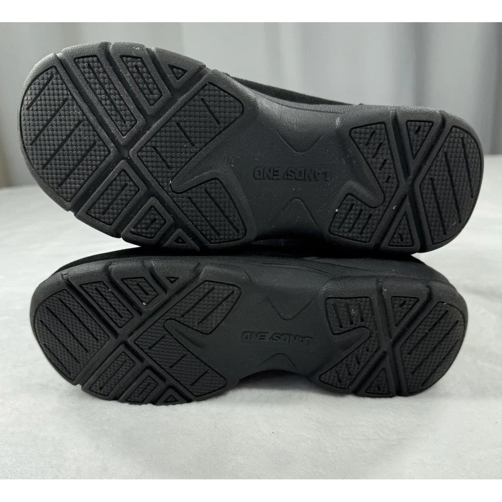Lands End Thermolite Black Suede & Canvas Fleece Lined Boots‎ Womens Size 6.5
